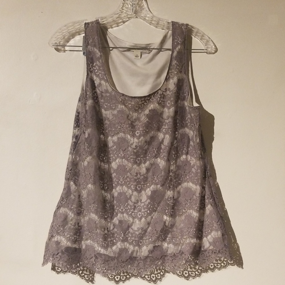 Banana Republic Gray Lace Overlay Tank Size Small